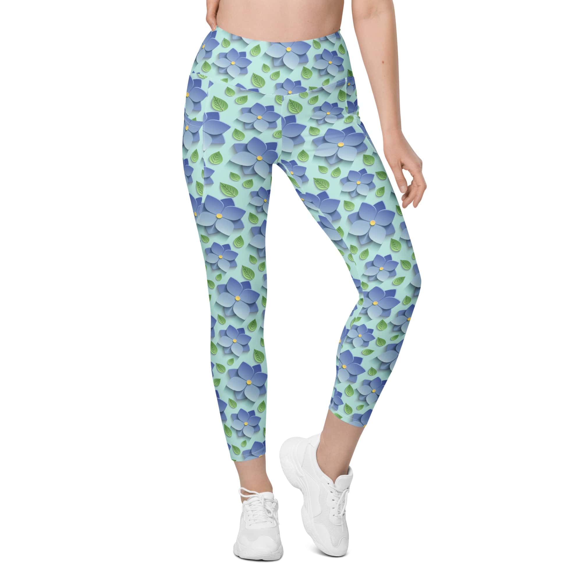 3D Floral Leggings With Pockets