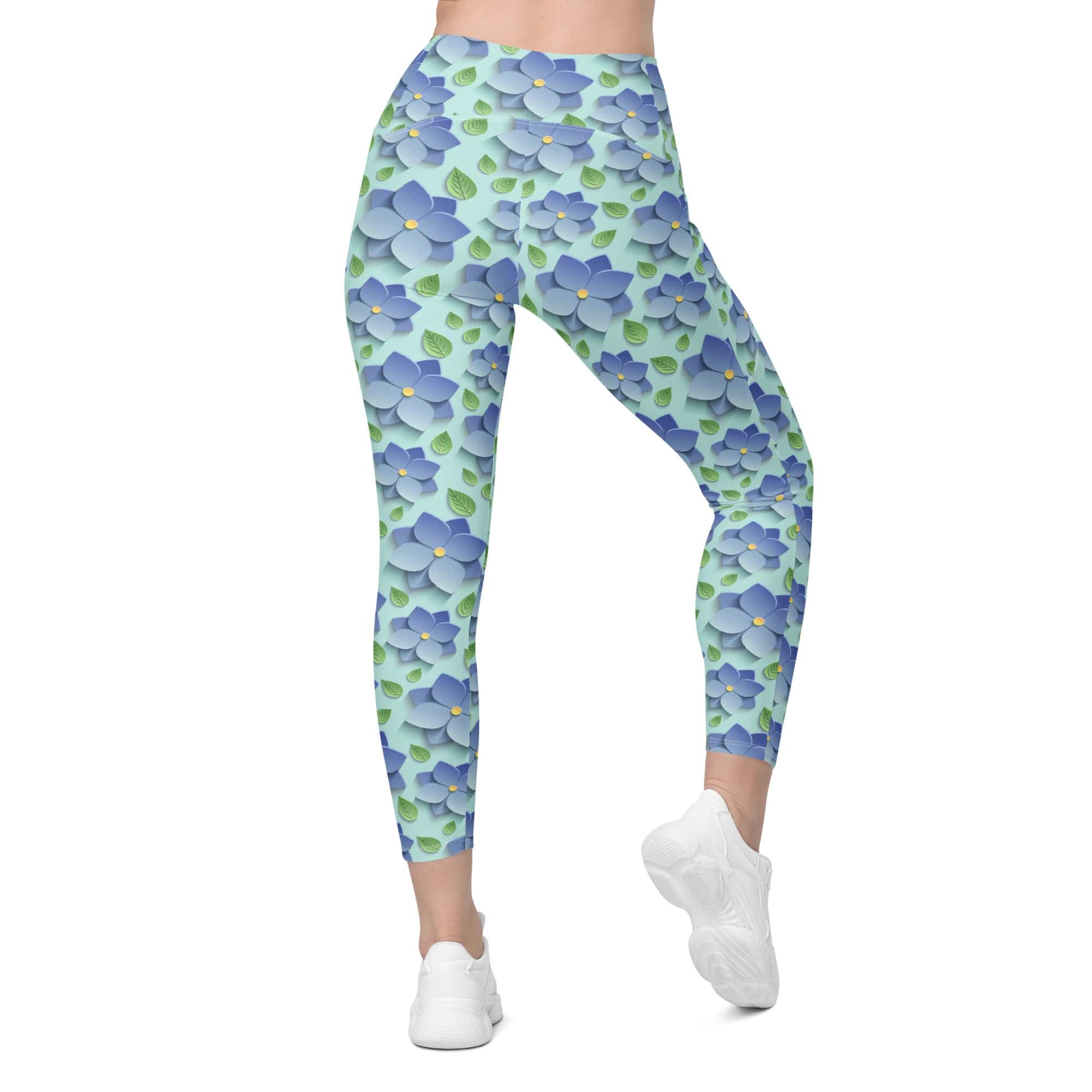3D Floral Leggings With Pockets