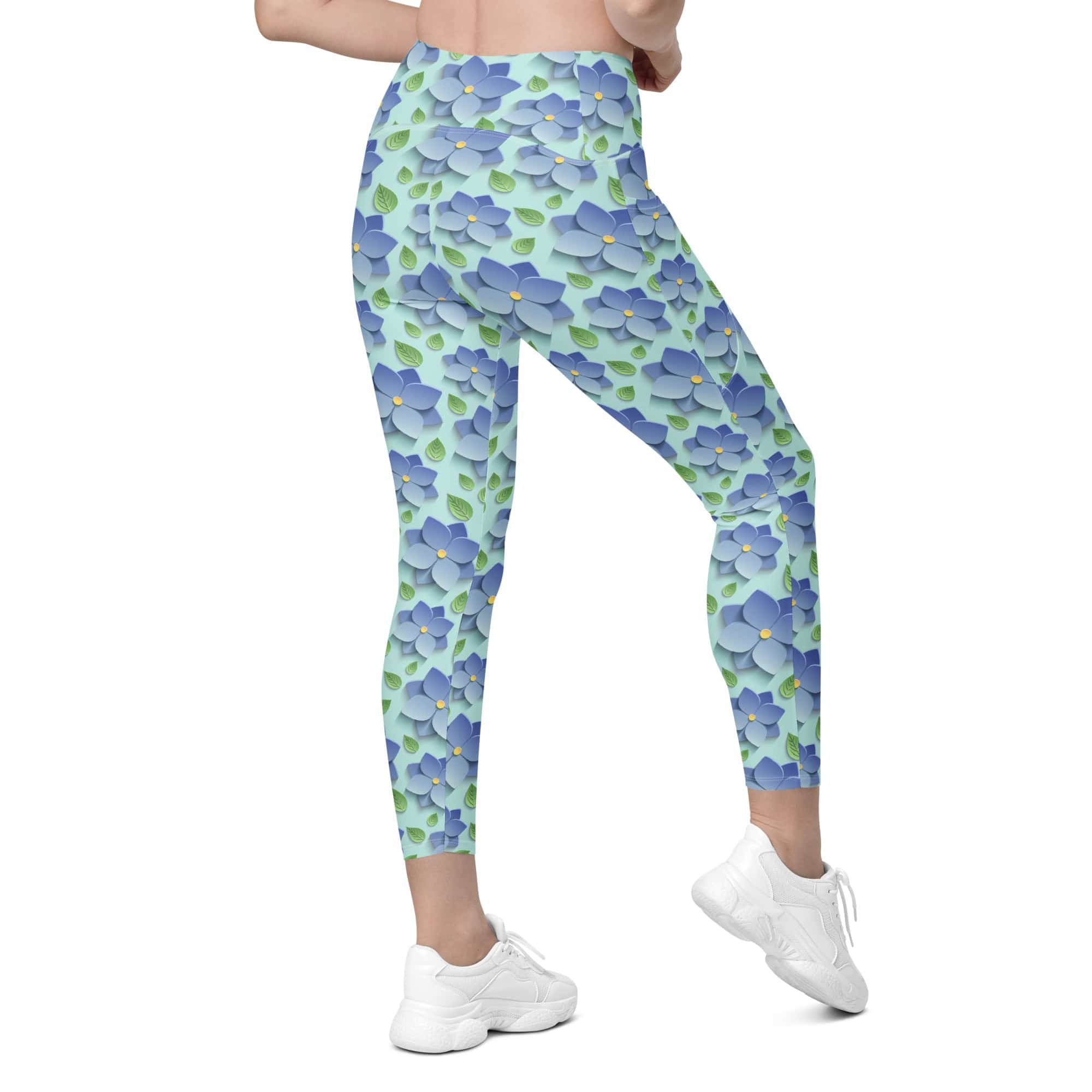 3D Floral Leggings With Pockets