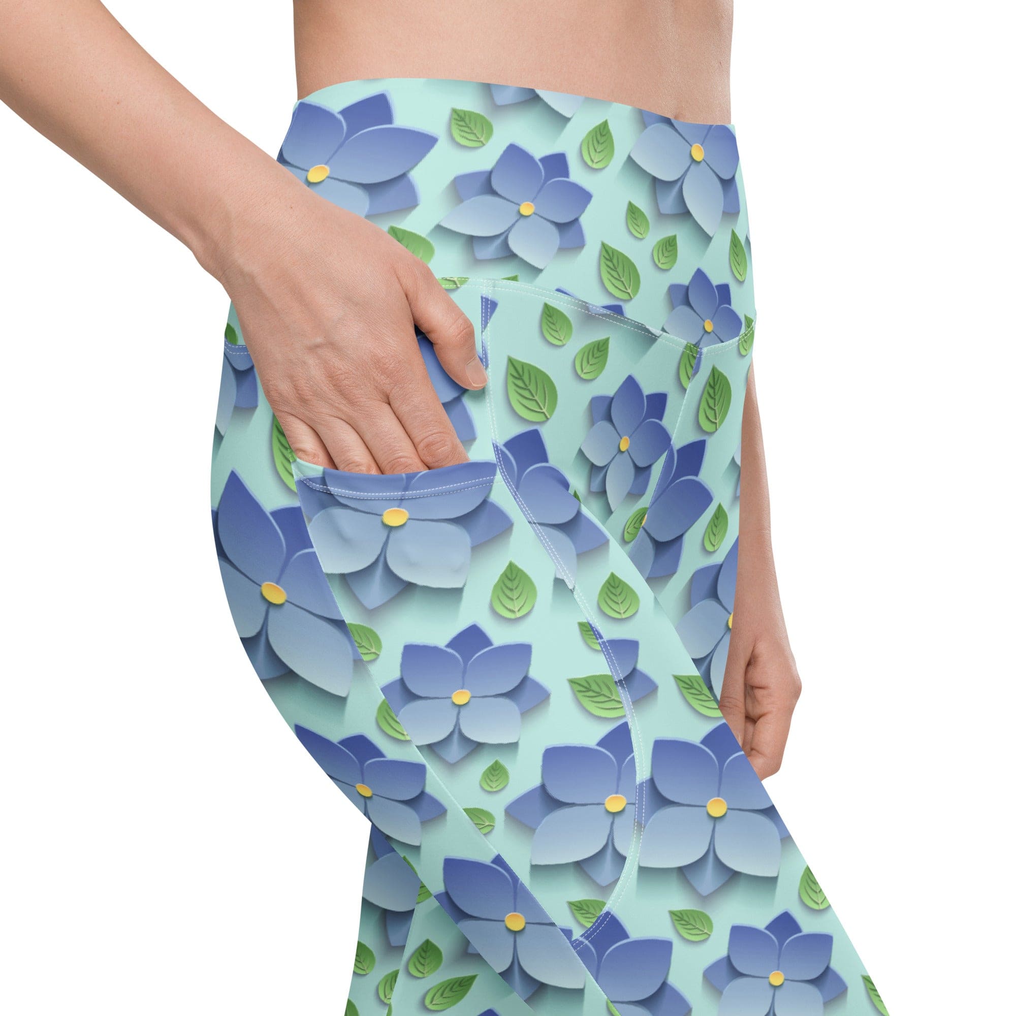 3D Floral Leggings With Pockets