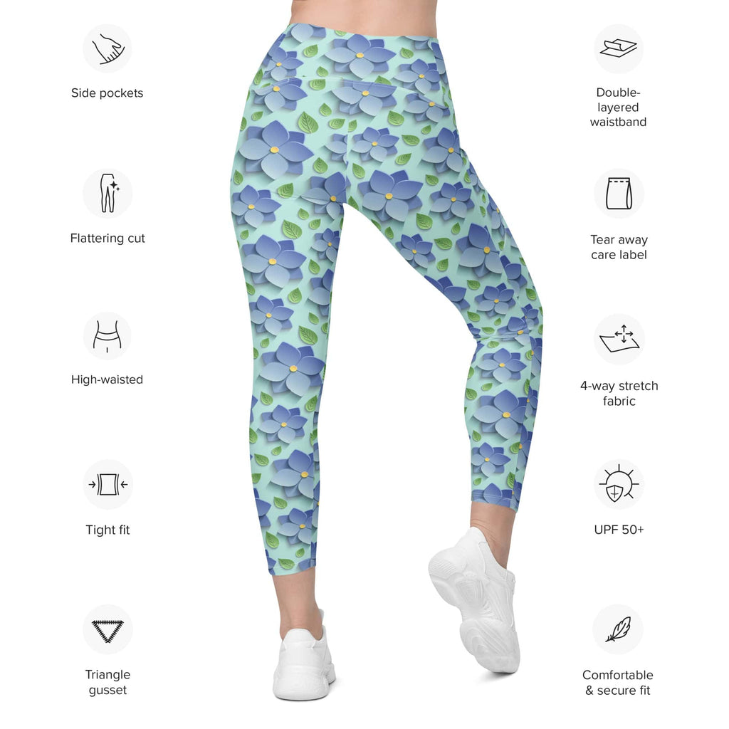 3D Floral Leggings With Pockets