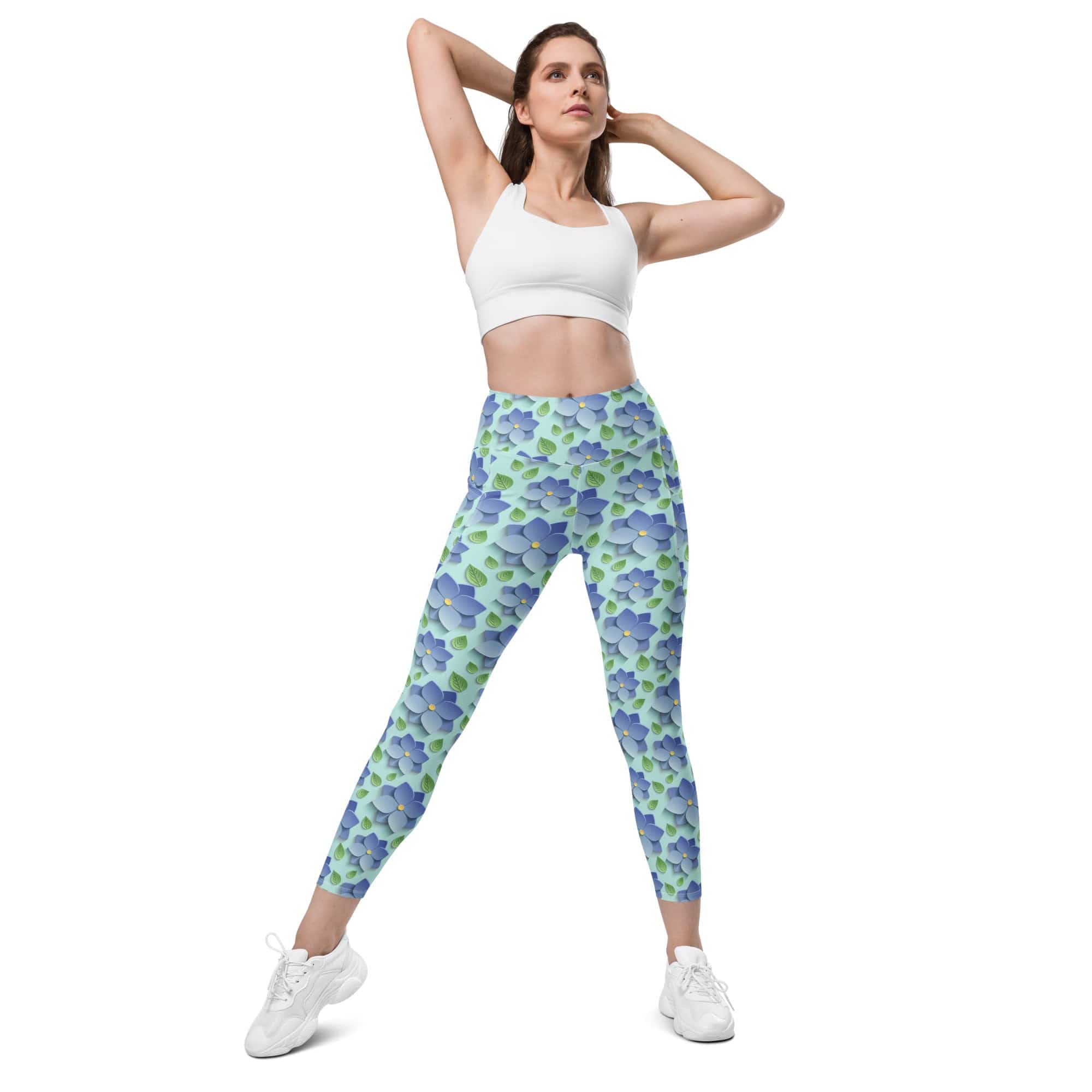 3D Floral Leggings With Pockets
