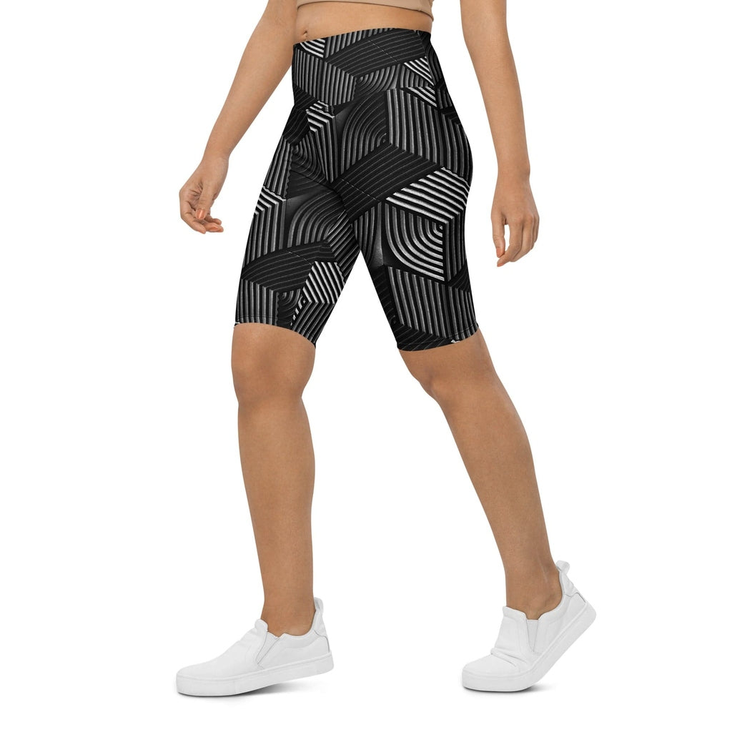 3D Geometric Pattern Biker Shorts