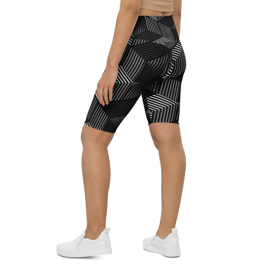 3D Geometric Pattern Biker Shorts