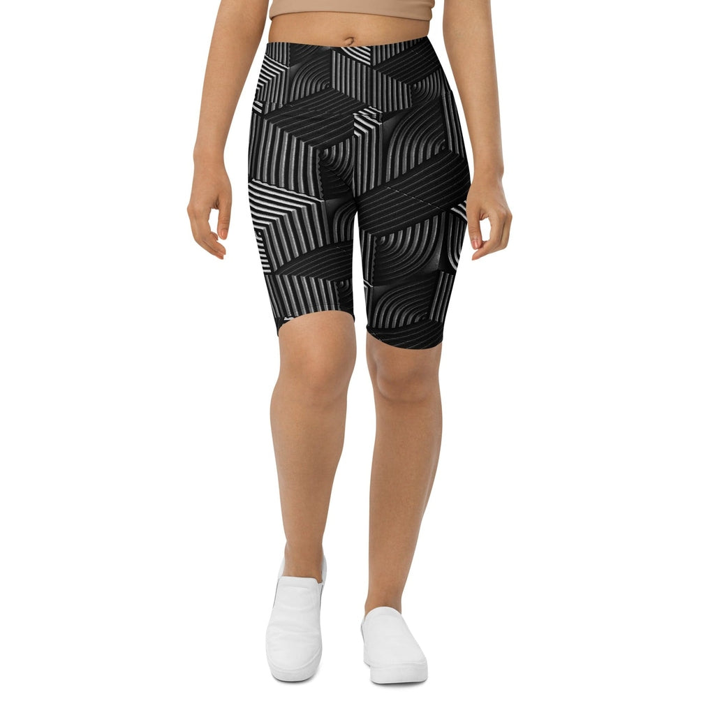 3D Geometric Pattern Biker Shorts