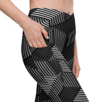 3D Geometric Pattern Crossover Leggings With Pockets