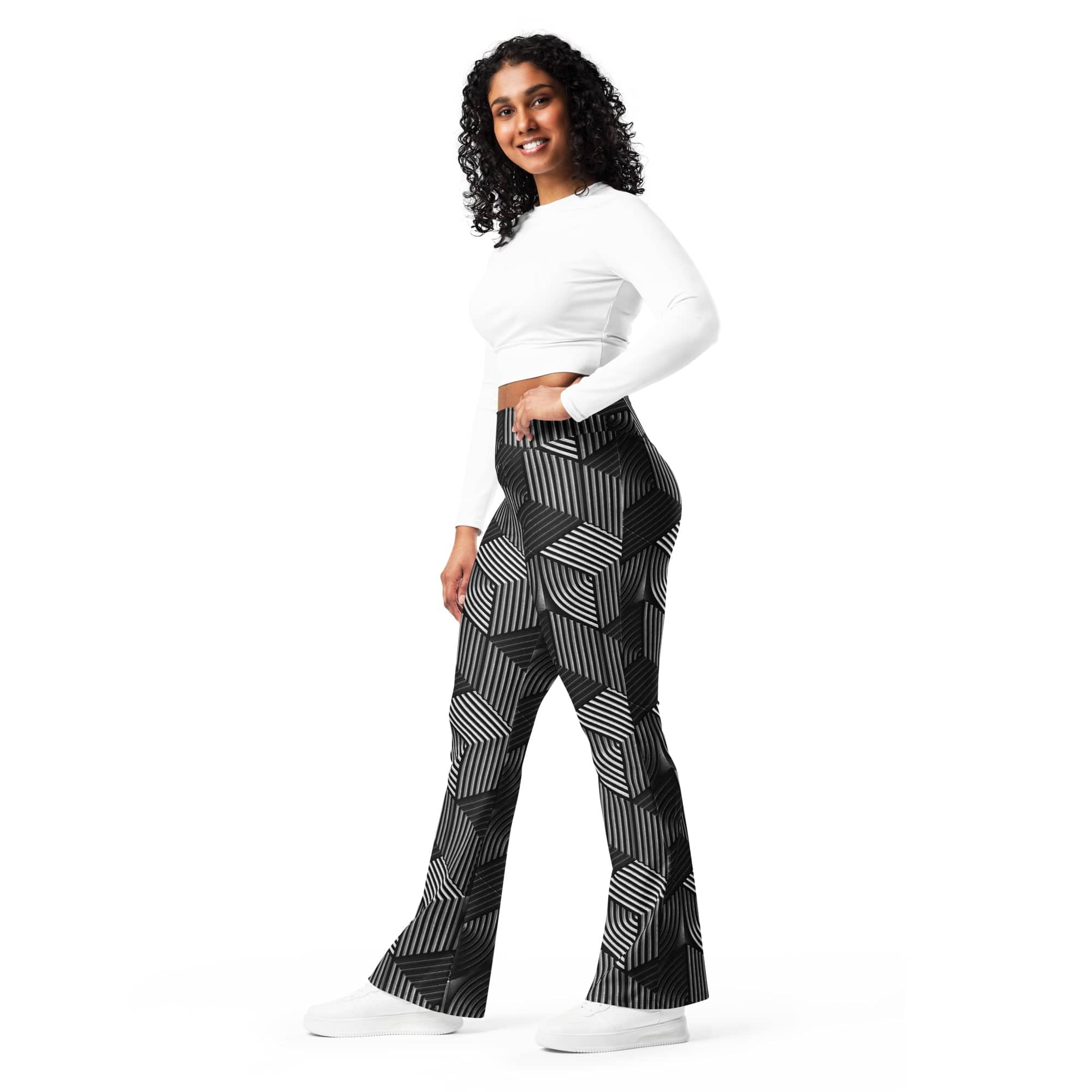 3D Geometric Pattern Flare Leggings