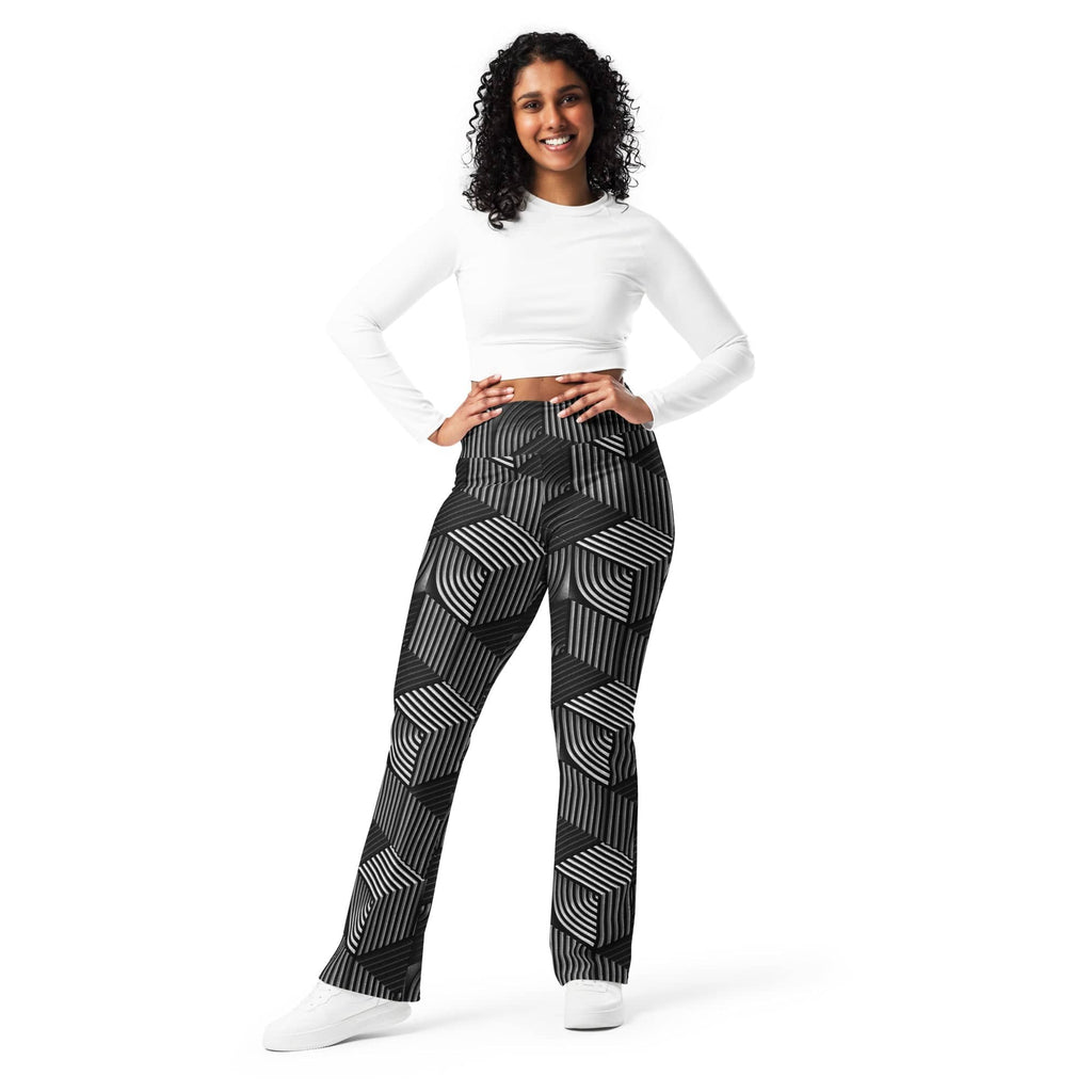 3D Geometric Pattern Flare Leggings