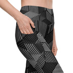 3D Geometric Pattern Leggings With Pockets