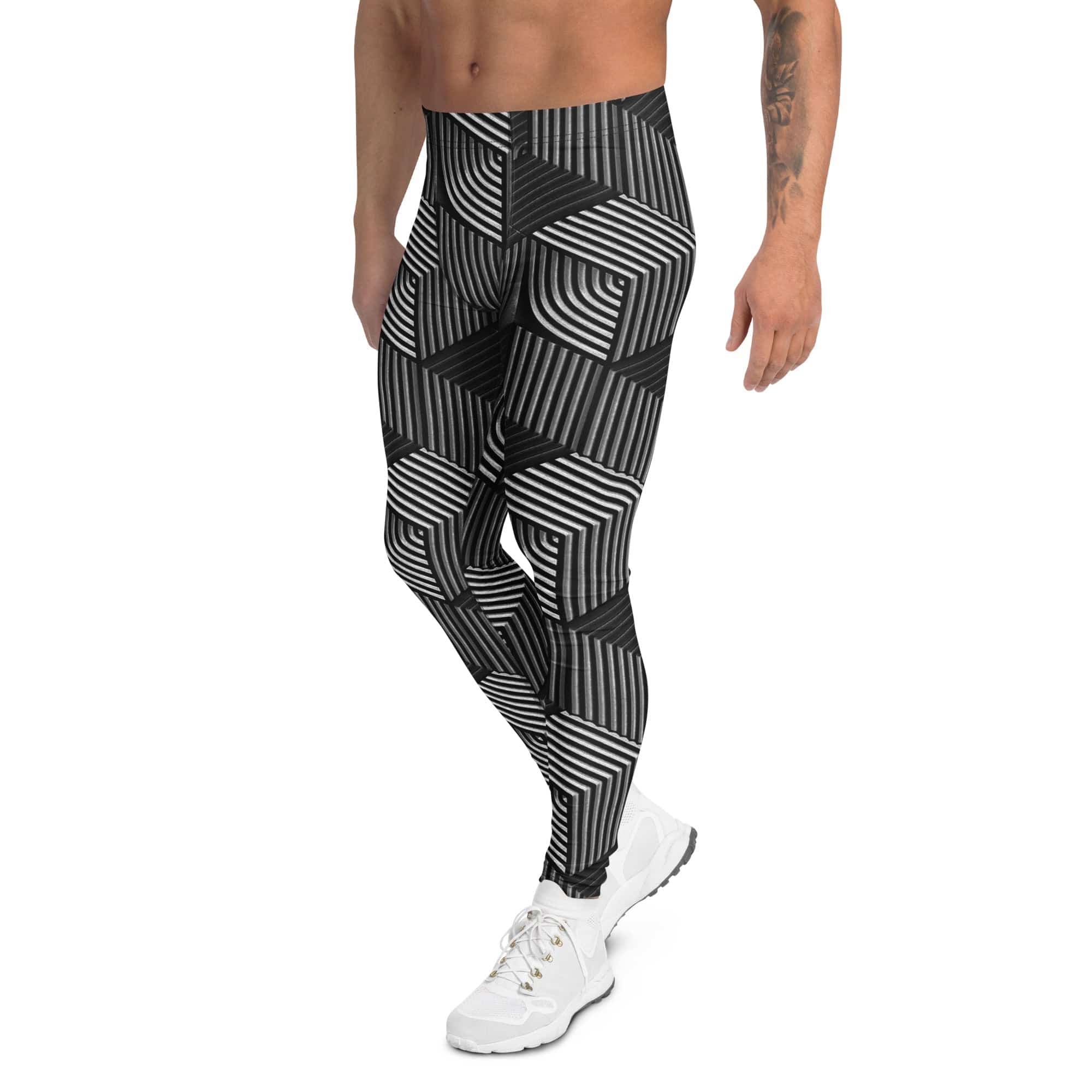 3D Geometric Pattern Men's Leggings