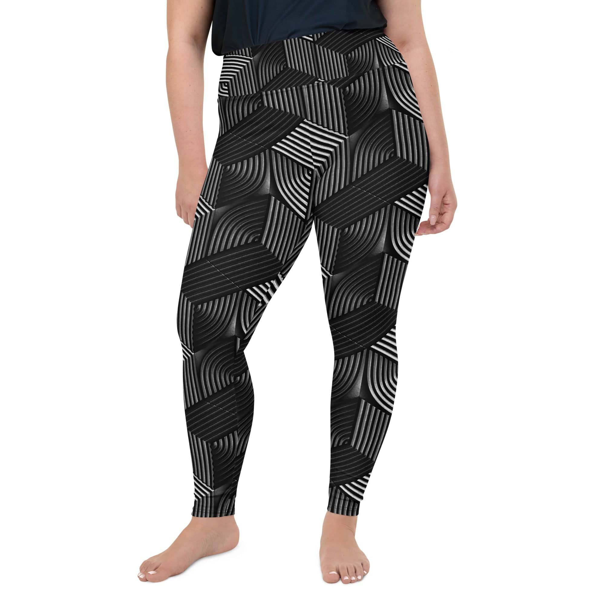 3D Geometric Pattern Plus Size Leggings