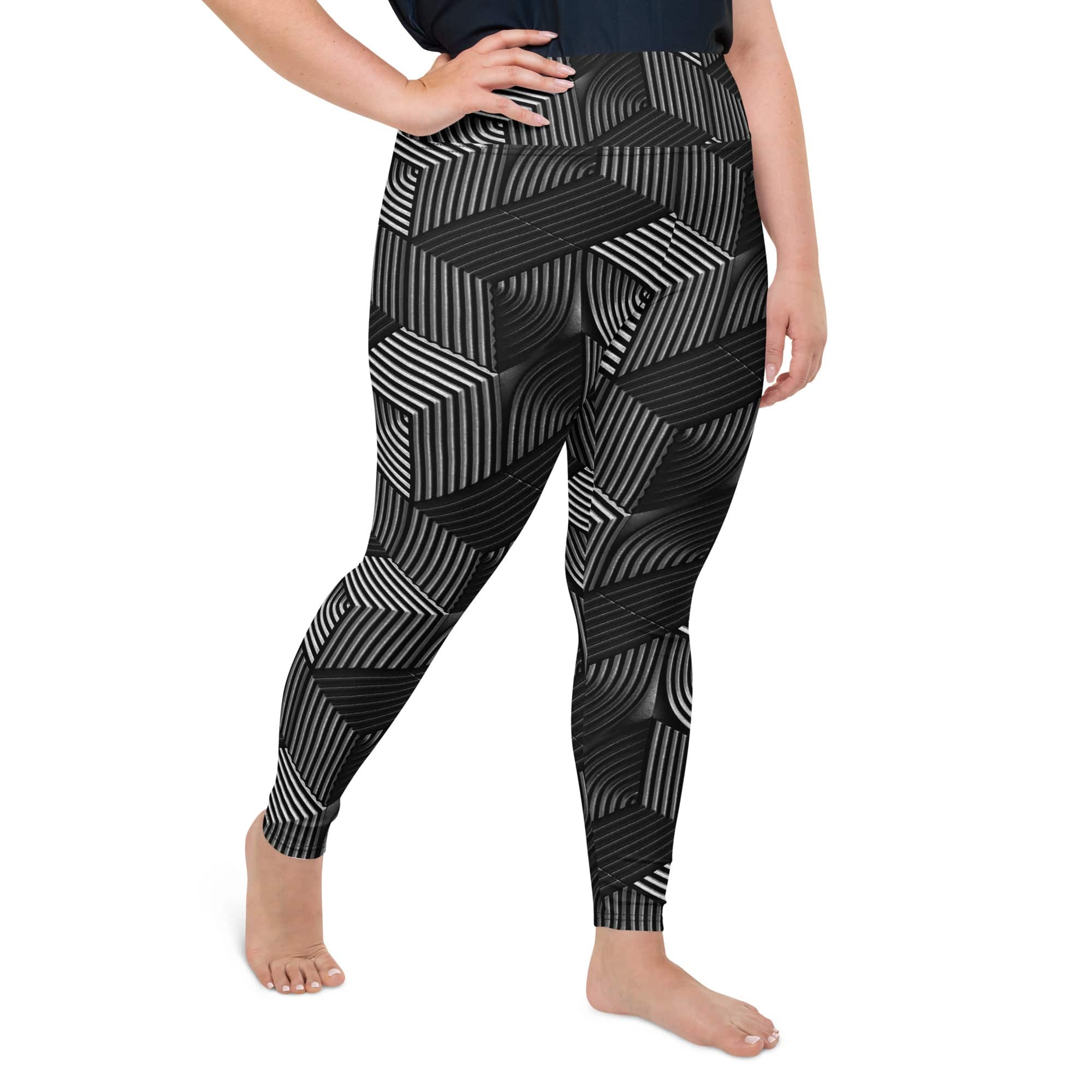 3D Geometric Pattern Plus Size Leggings