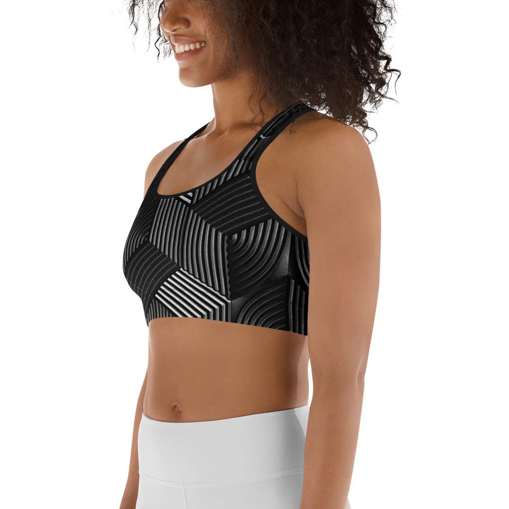 3D Geometric Pattern Sports Bra