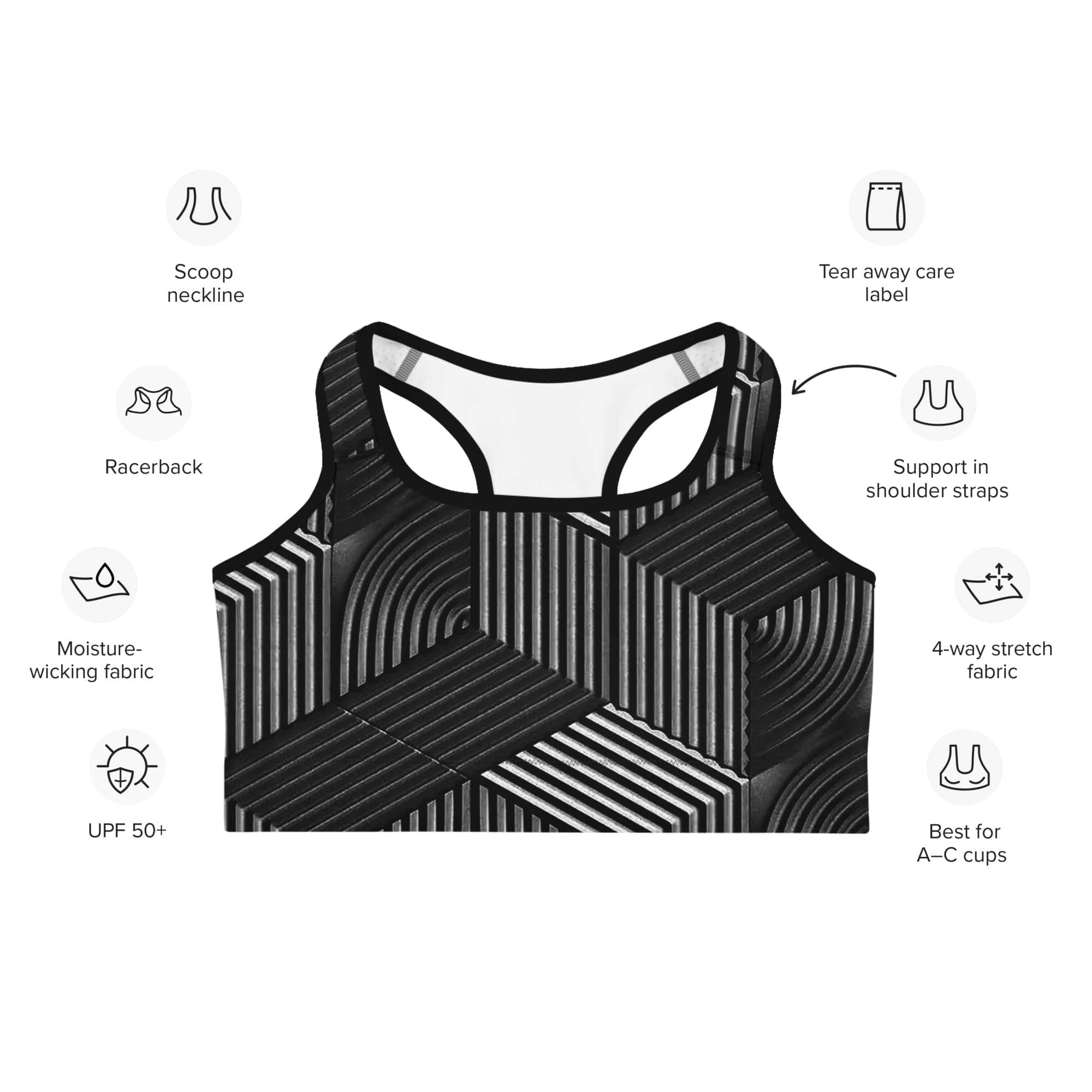 3D Geometric Pattern Sports Bra