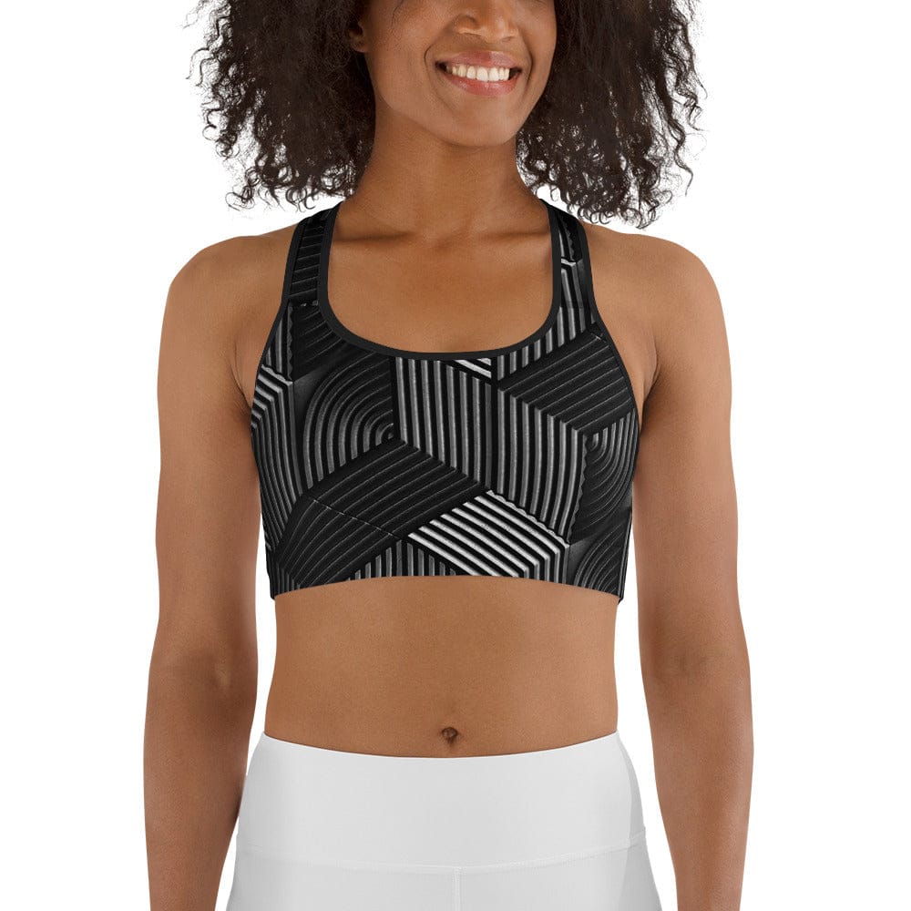3D Geometric Pattern Sports Bra