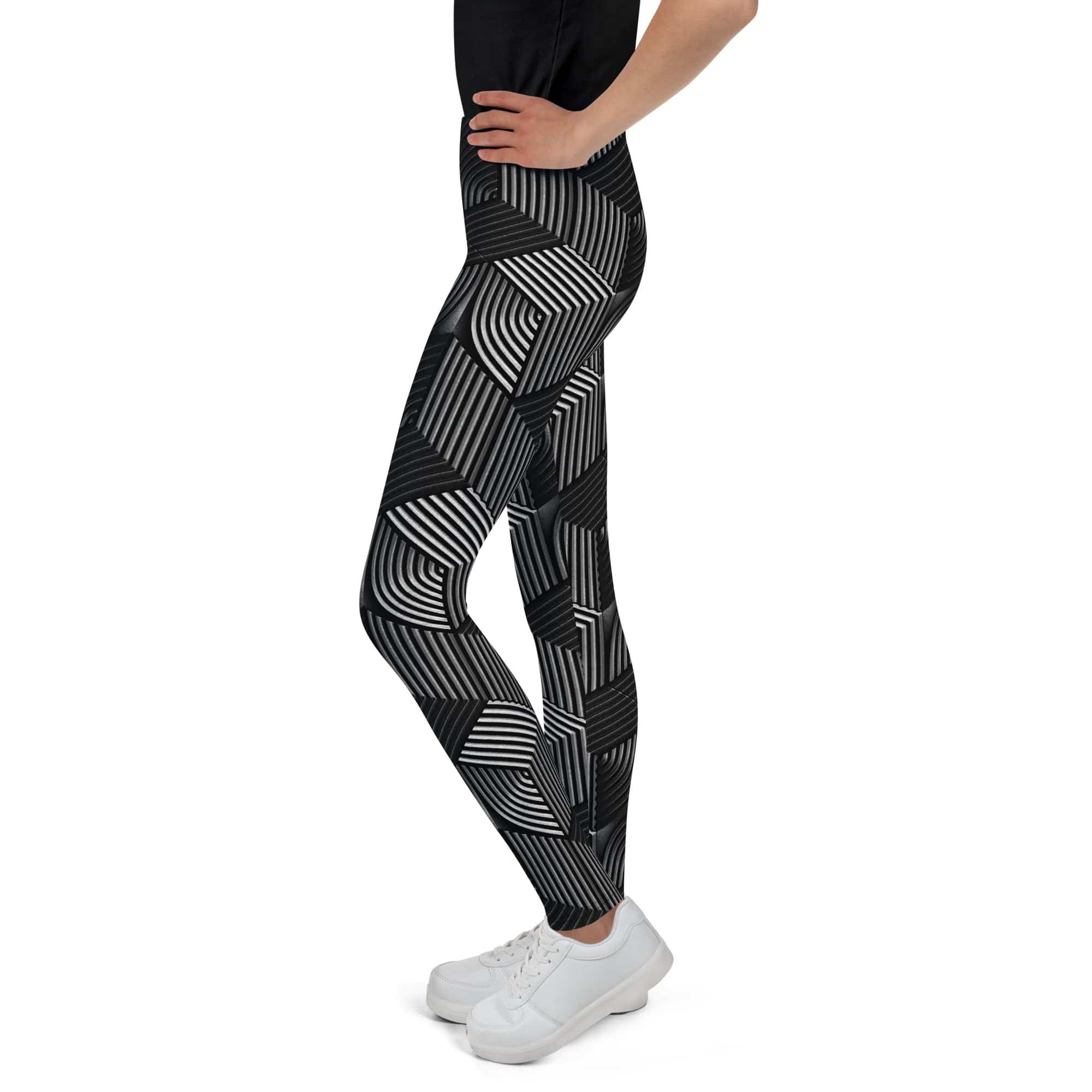 3D Geometric Pattern Youth Leggings