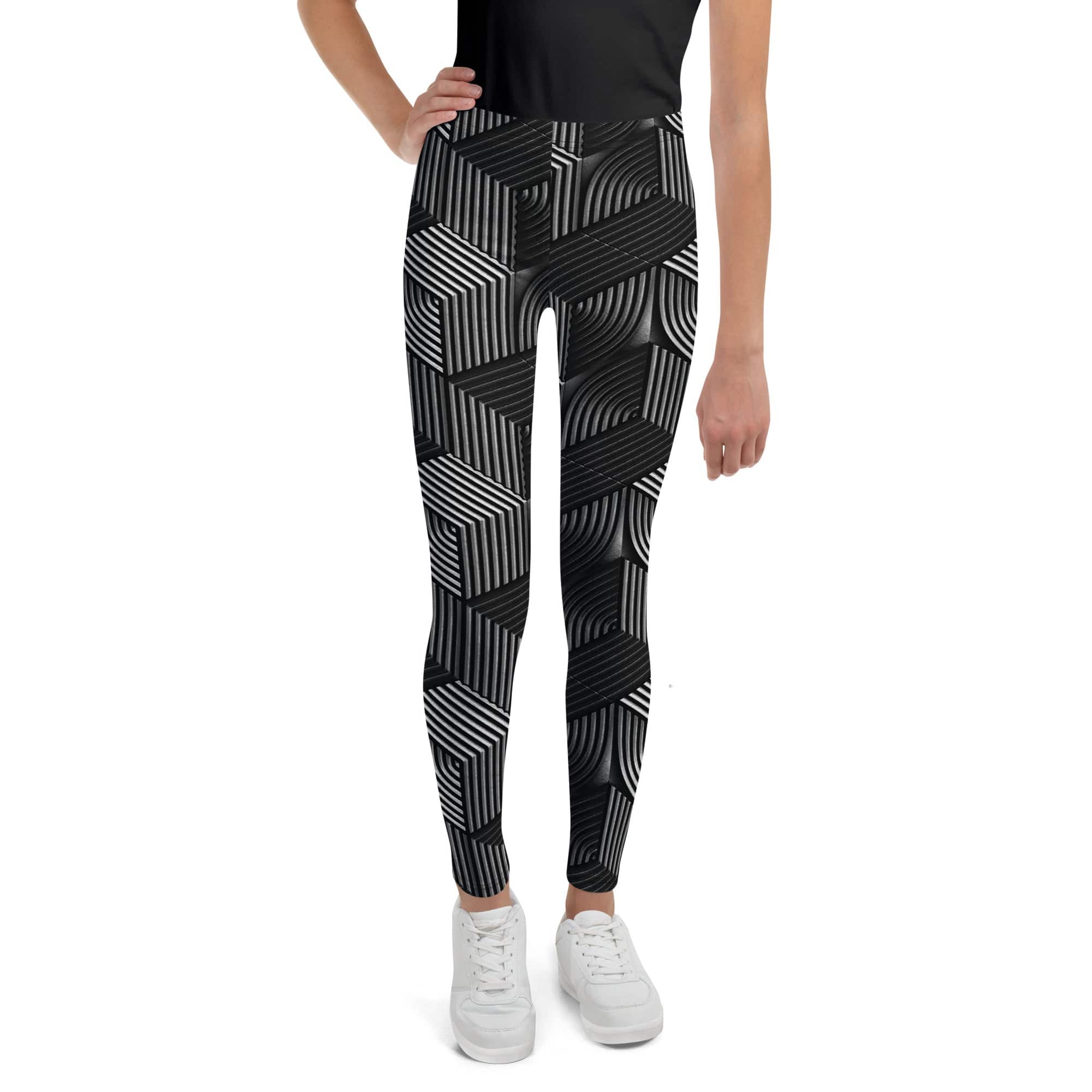 3D Geometric Pattern Youth Leggings