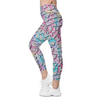 3D Neon Geometric Leggings With Pockets
