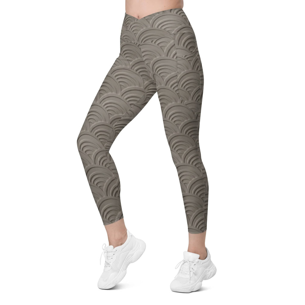 3D Regal Print Crossover Leggings With Pockets