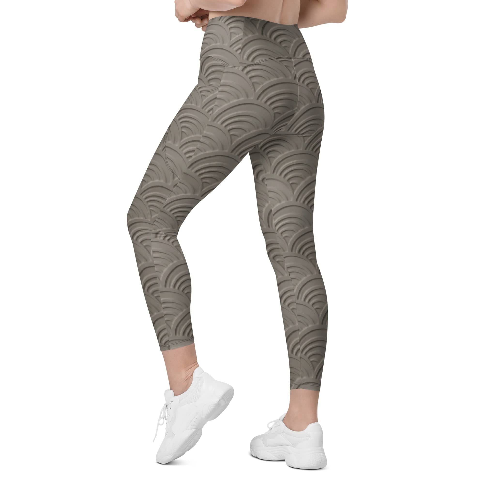 3D Regal Print Crossover Leggings With Pockets