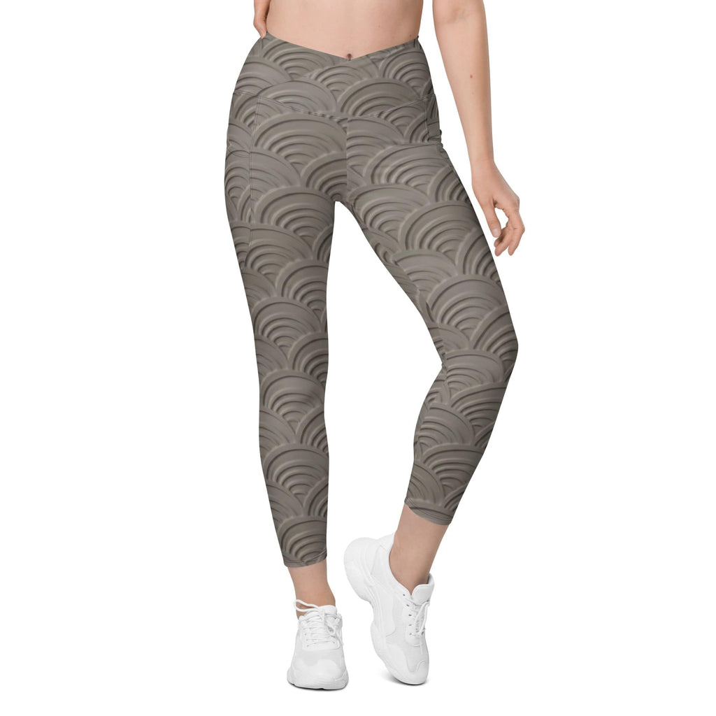 3D Regal Print Crossover Leggings With Pockets