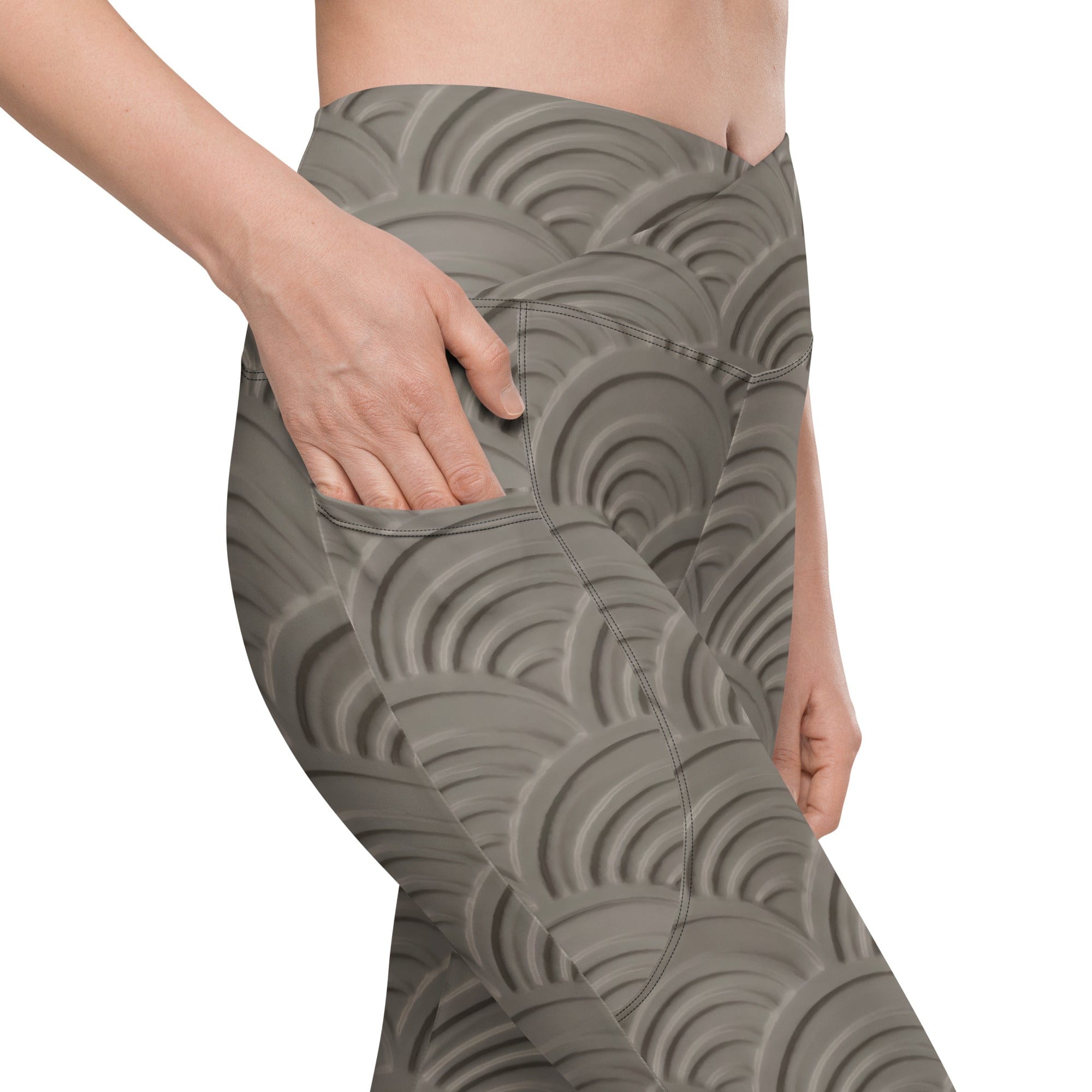 3D Regal Print Crossover Leggings With Pockets