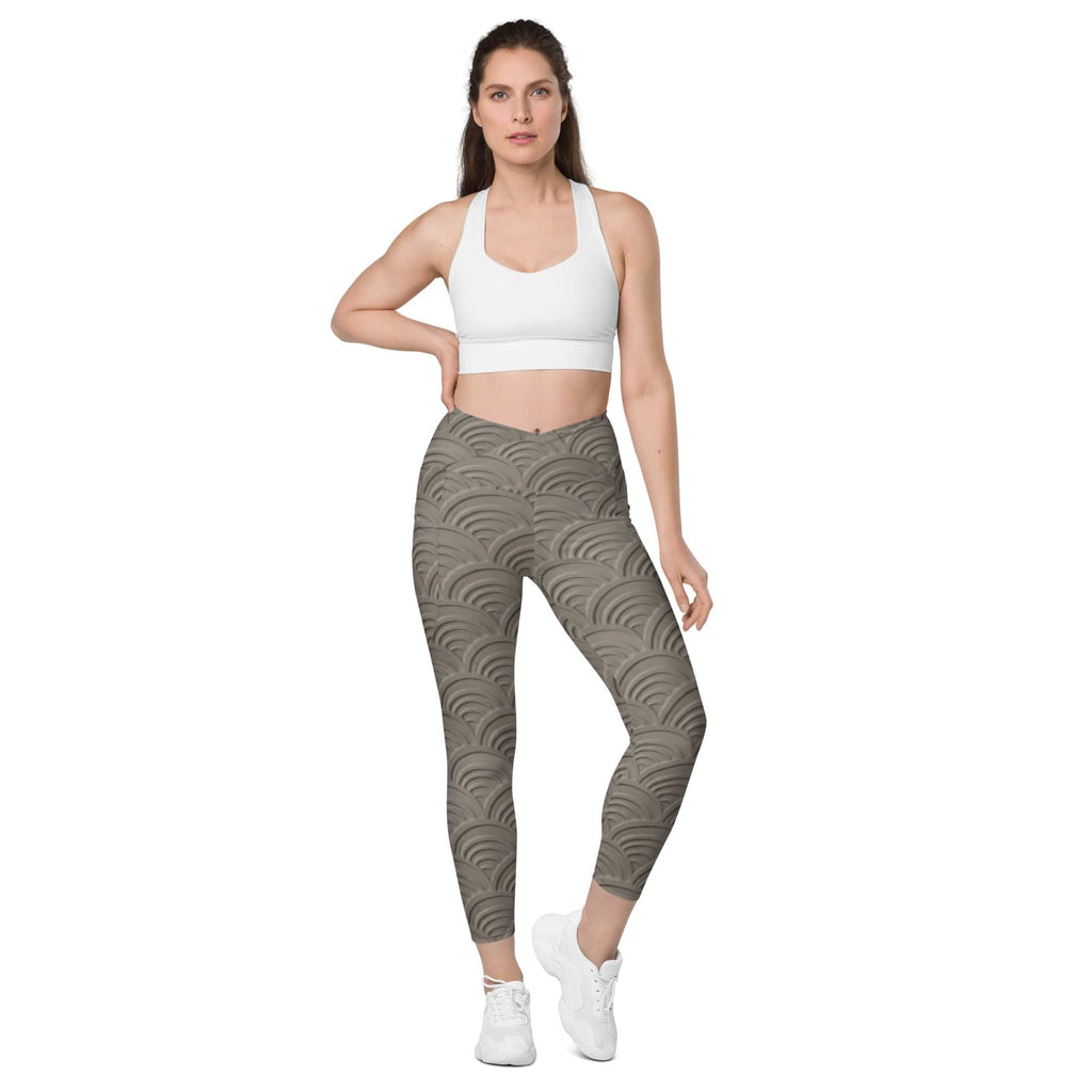 3D Regal Print Crossover Leggings With Pockets