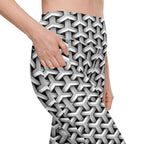 3D Woven Metallic Print Leggings With Pockets