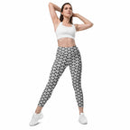 3D Woven Metallic Print Leggings With Pockets