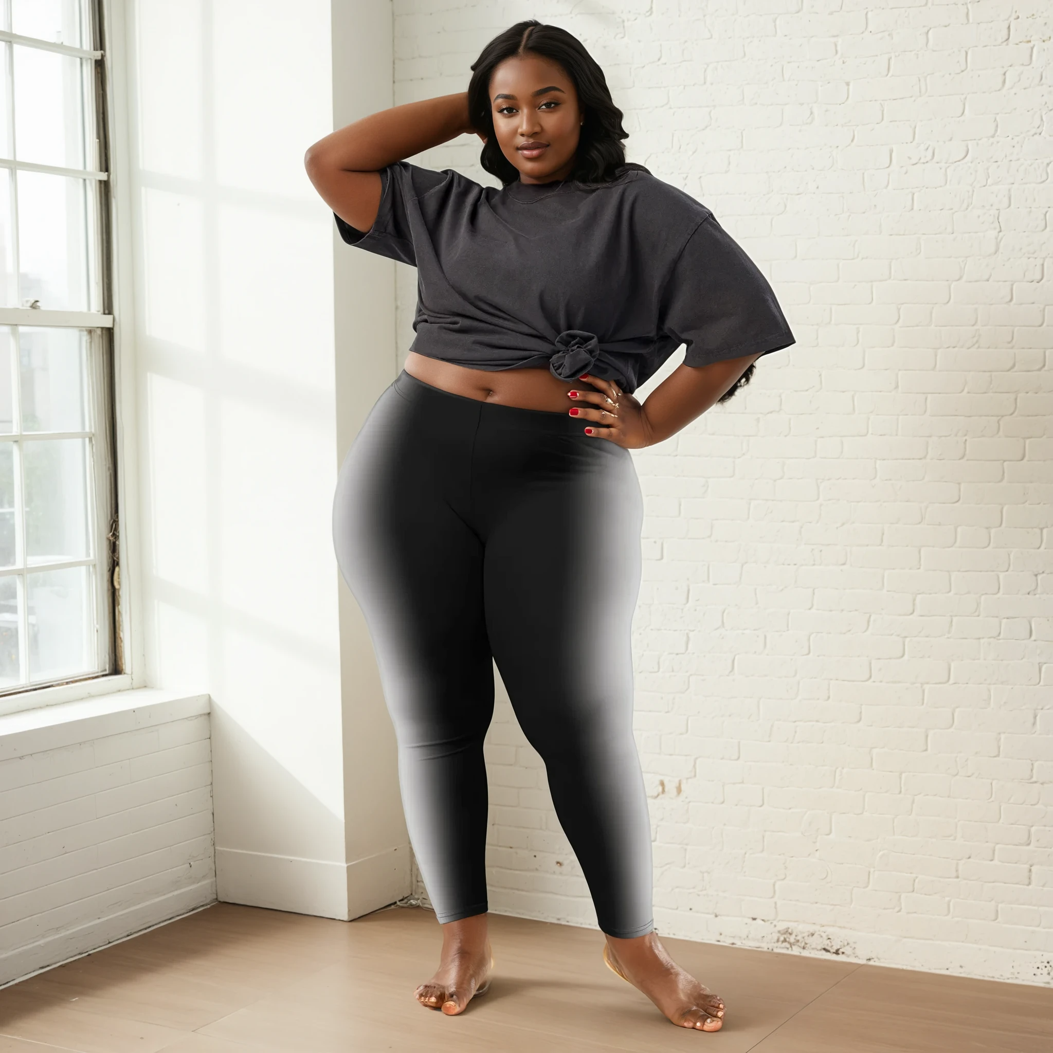 Ombre Optical Illusion Slimming Plus Size Leggings
