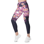 Abstract Flower Leggings With Pockets