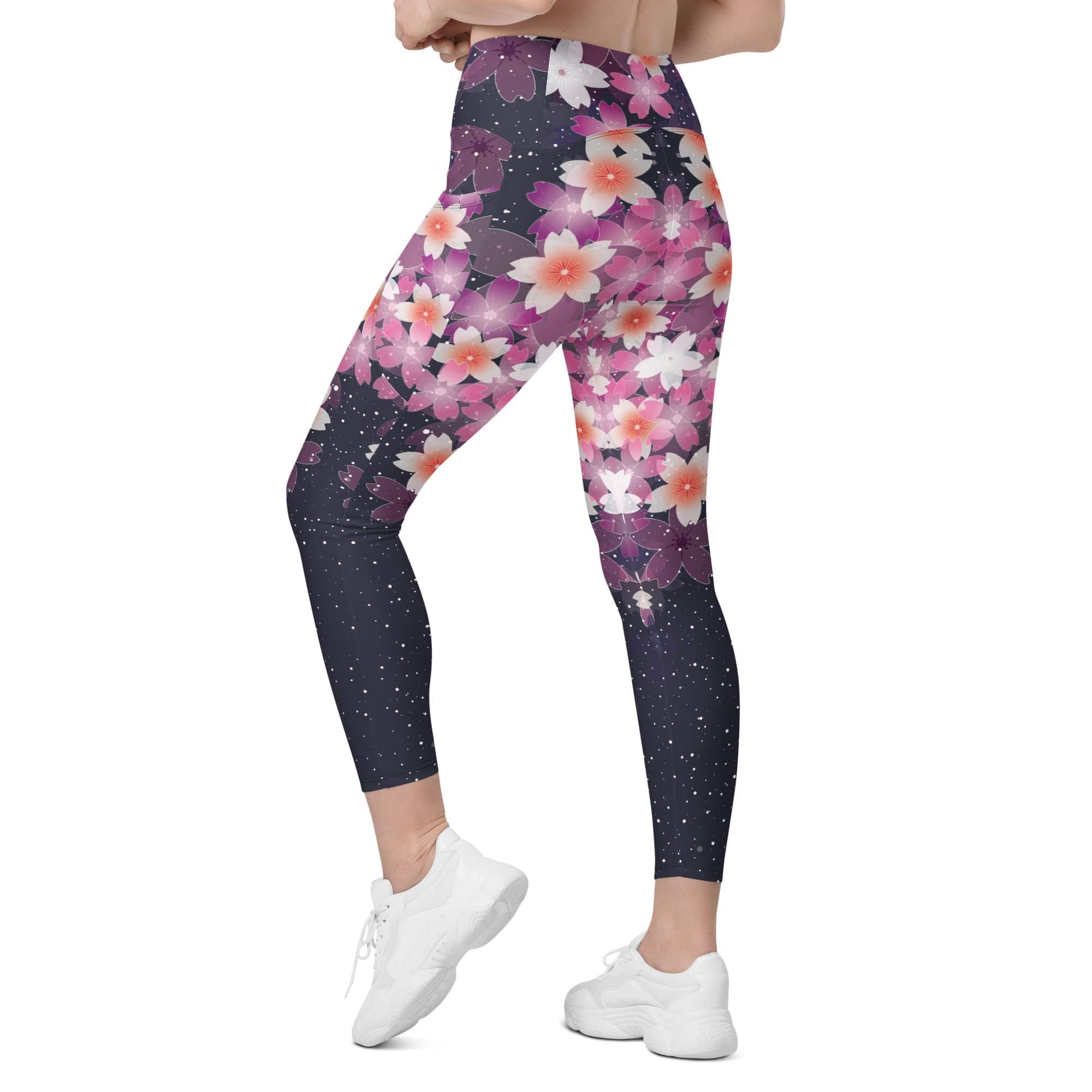 Abstract Flower Leggings With Pockets