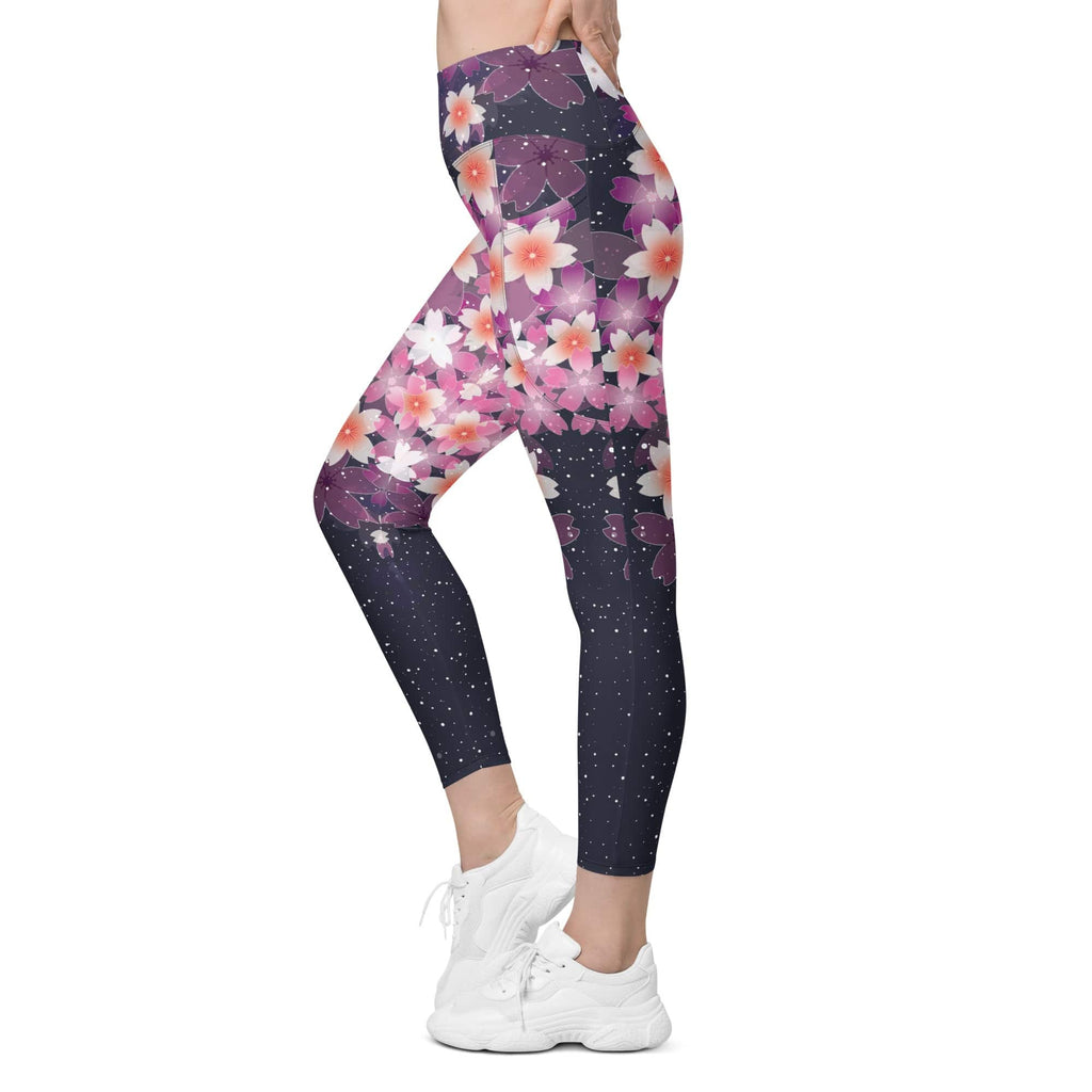 Abstract Flower Leggings With Pockets