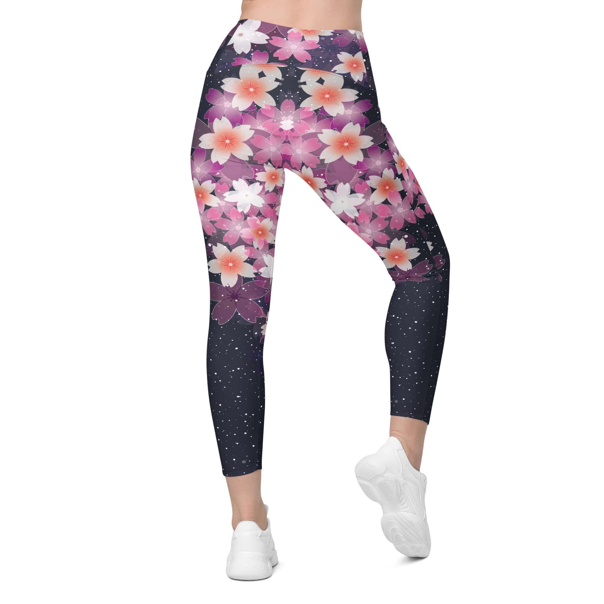 Abstract Flower Leggings With Pockets