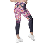 Abstract Flower Leggings With Pockets