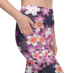 Abstract Flower Leggings With Pockets