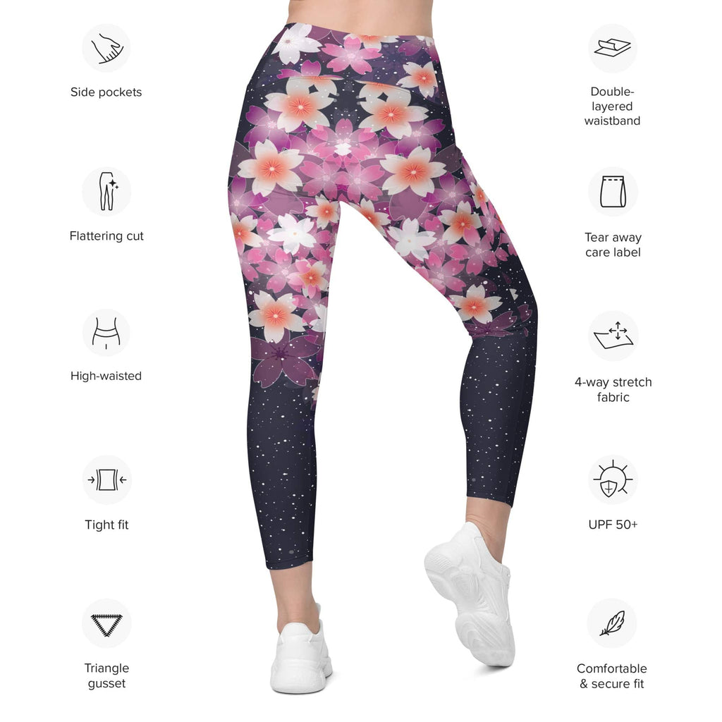 Abstract Flower Leggings With Pockets