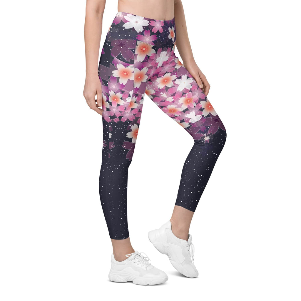 Abstract Flower Leggings With Pockets