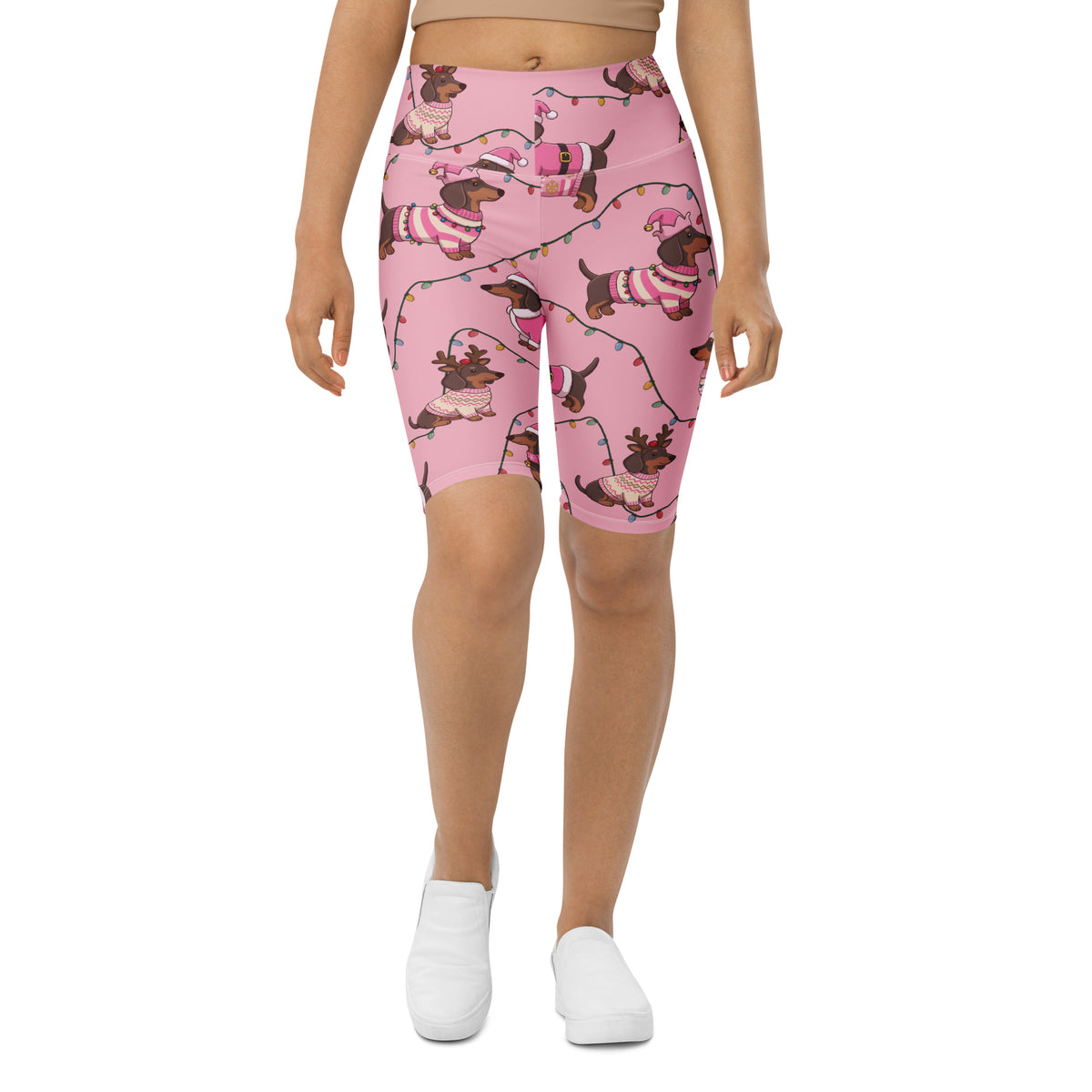 Deck The Dachshund Biker Shorts