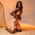 Pumpkin Pie Gingham Biker Shorts