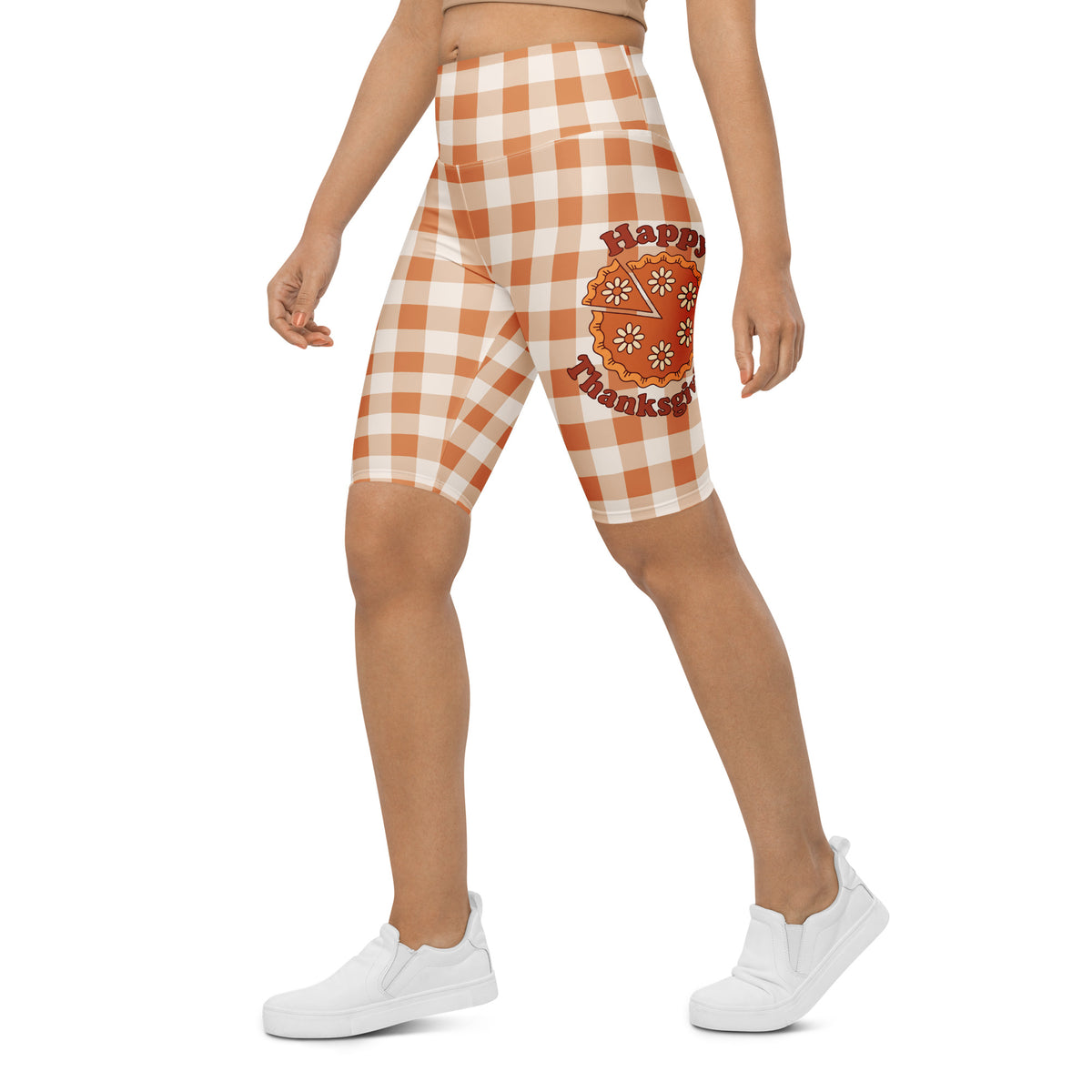 Pumpkin Pie Gingham Biker Shorts