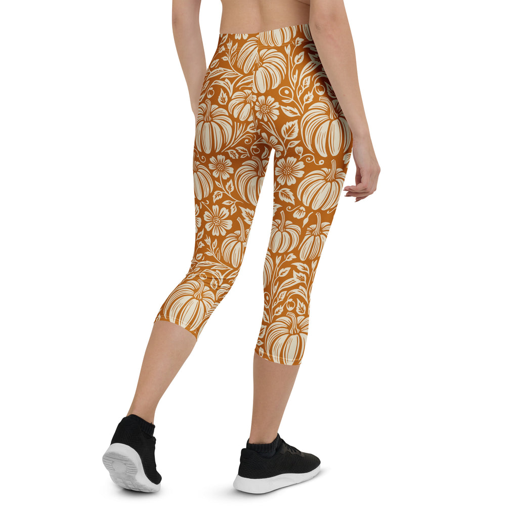Thanksgiving Pumpkin Floral Capris