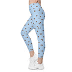 Baby Blue Cocoa Polka Dot Crossover Leggings With Pockets
