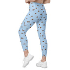 Baby Blue Cocoa Polka Dot Crossover Leggings With Pockets