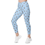Baby Blue Cocoa Polka Dot Crossover Leggings With Pockets