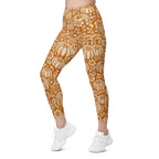 Thanksgiving Pumpkin Floral Crossover Leggings With Pockets