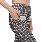 Printed Parisian Tweed Effect Crossover Leggings With Pockets