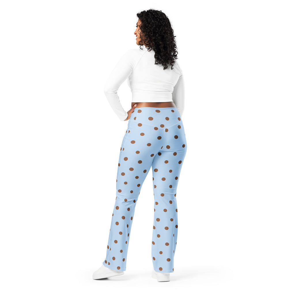 Baby Blue Cocoa Polka Dot Flare Leggings