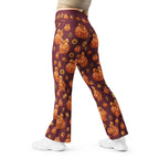 Printed Glitter Pumpkin Effect Flare Leggings
