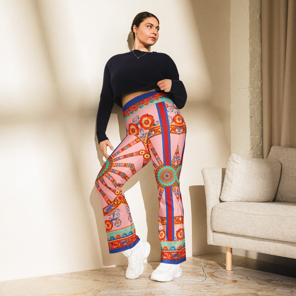 Pink Ornate Flare Leggings